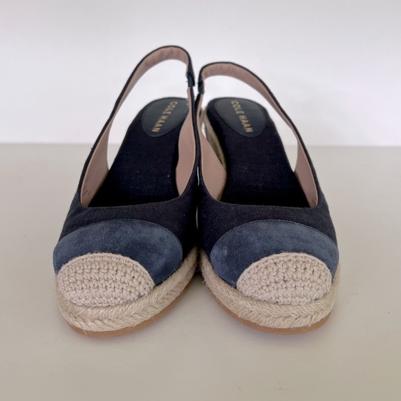 Cole Haan Cloudfeel Denim Slingback Espadrille Wedge Pumps, Navy, 6.5B - Picture 8 of 12